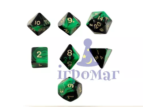 Набор Кубиков Разного Типа 7шт: Зеленый / Dice Set 7 items: Green